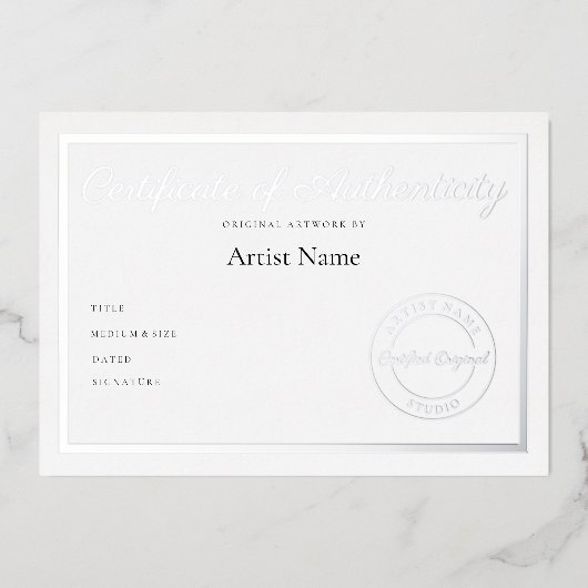 高級金属製真偽証書 箔招待状 (正面)