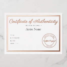 高級金属製真偽証書 箔招待状