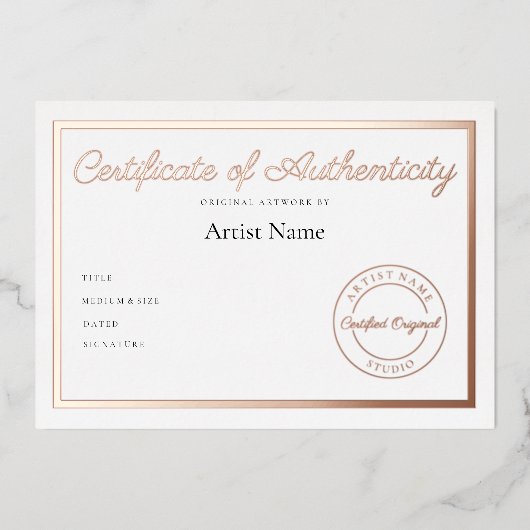 高級金属製真偽証書 箔招待状 (正面)