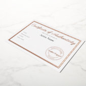 高級金属製真偽証書 箔招待状 (回転した状態)