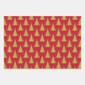 高級金属金ゴールドクリスマスツリーパターン ラッピングペーパーシート (正面2)