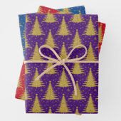 高級金属金ゴールドクリスマスツリーパターン ラッピングペーパーシート (インサイチュ)