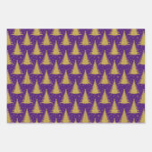 高級金属金ゴールドクリスマスツリーパターン ラッピングペーパーシート (正面)