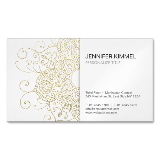 高級金箔ルックマンダラミニマリスト マグネット名刺 (正面)