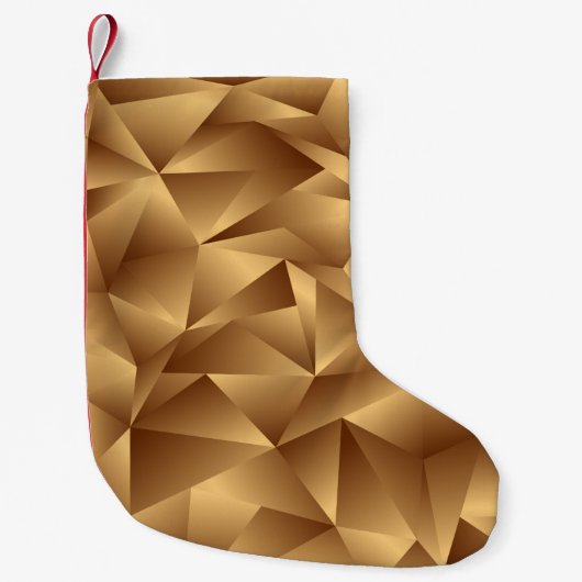 高級金色の多角形パターン スモールクリスマスストッキング (正面)