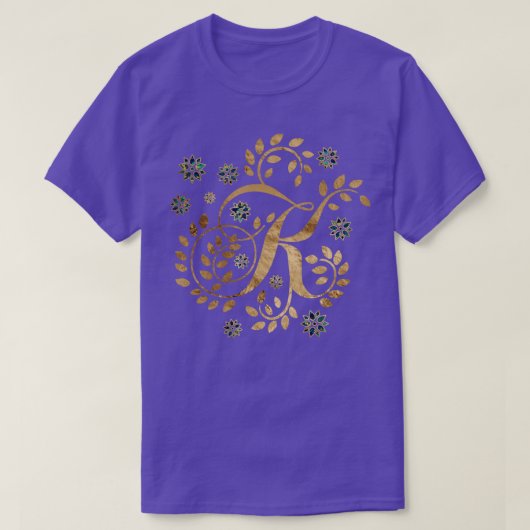 高級黄金書道モノグラムと文字K Tシャツ (デザイン正面)