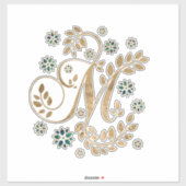 高級黄金書道モノグラムと文字M シール (シート)