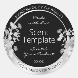 高級黒フローラ製品包装ラベル銀 ラウンドシール