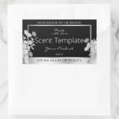 高級黒フローラ製品包装ラベル銀 長方形シール (バッグ)