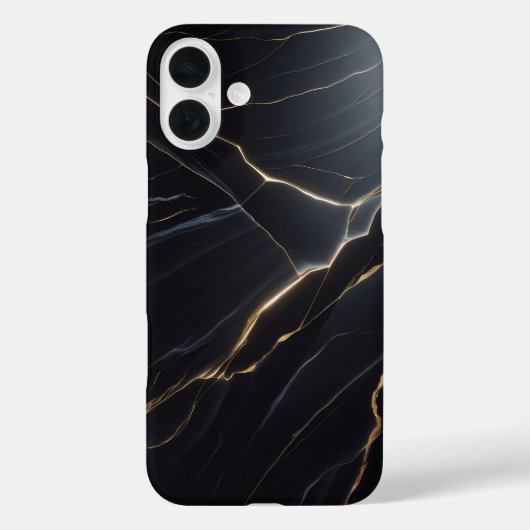 高級黒大理石ケース - エレガントな金の模様 Case-Mate iPhoneケース (裏面)