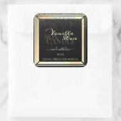 高級黒色製品包装ラベル金ゴールドフレーム スクエアシール (バッグ)