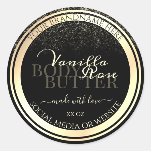 高級黒色製品包装ラベル金ゴールドフレーム ラウンドシール (正面)