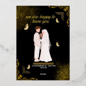 高級黒+金+花柄+結婚式招待状 箔招待状 (裏面)