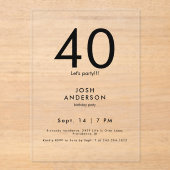高級40歳の誕生日パーティー アクリル招待状 (正面)