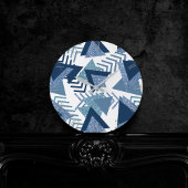 高級90年代抽象芸術 |ターコイズネービーブルーパターン ラウンド壁時計