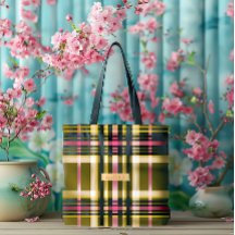 高級 オーダーメイド オリーブグリーン ゴールド ピンク チェック