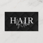 高級QRコード ヘアスタイリスト 黒キルティング生地 名刺 (正面)