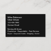 高級Uberドライバーテーマ輸送 名刺 (裏面)