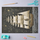 高素朴い船金ゴールドと黒のデコページ 薄葉紙 (クラフト)