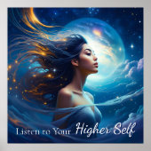 高聞い自己に | 瞑想スピリチュアル ポスター (正面)