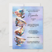 高茶パーティーティーカップヴィンテージ中国フローラブライダル 招待状 (正面)