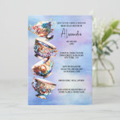 高茶パーティーティーカップヴィンテージ中国フローラブライダル 招待状 (スタンド正面)