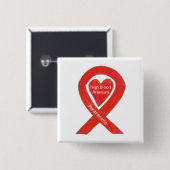高血圧認識度赤いハートリボンピン 缶バッジ (正面&裏面)