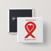 高血圧(HTN)認識度赤いハートリボンピン 缶バッジ (正面&裏面)
