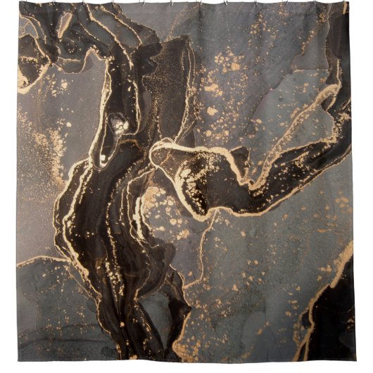 高解像度高級抽象芸術流動的アートペイント シャワーカーテン (正面)