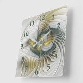高貴で金色の抽象芸術ファンタジーフラクタルアート スクエア壁時計 (傾斜)