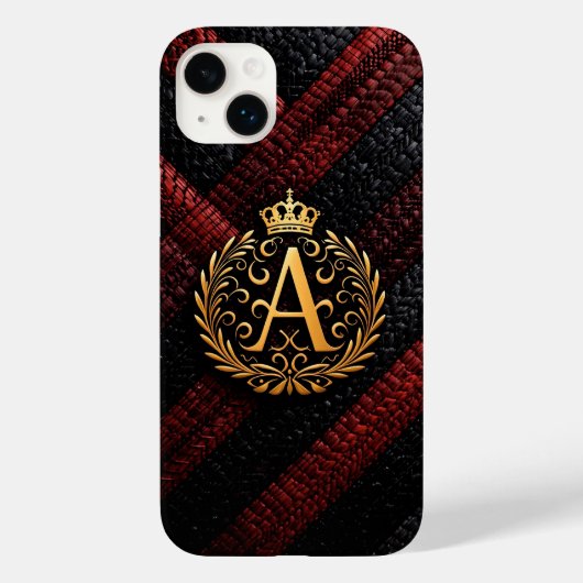 高貴なクラウンがついたエレガントなゴールドのモノグラムA Case-Mate iPhoneケース (裏面)