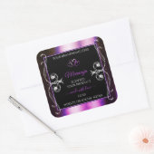 高貴なパープルブラック製品ラベルが輝くダイヤモンド スクエアシール (封筒)