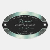 高貴なブラック アイシー ティール シャイニー ブリリアント 製品ラベル 楕円形シール (正面)