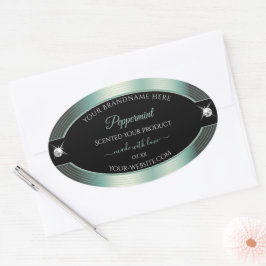 高貴なブラック アイシー ティール シャイニー ブリリアント 製品ラベル 楕円形シール