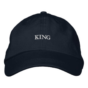 高貴な印象のカスタムデザイン メンズ コットン KING 刺繍入りキャップ