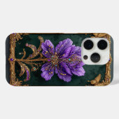 高貴な紫の花のジュエル装飾 Case-Mate iPhoneケース (裏面 (横))