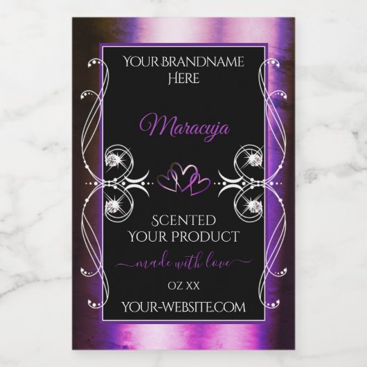 高貴な紫色の黒い製品ラベル輝くダイヤモンド フードラベル (シングルラベル)