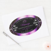 高貴な紫色の黒い製品ラベル輝くダイヤモンド 楕円形シール (封筒)