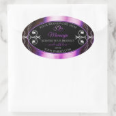 高貴な紫色の黒い製品ラベル輝くダイヤモンド 楕円形シール (バッグ)