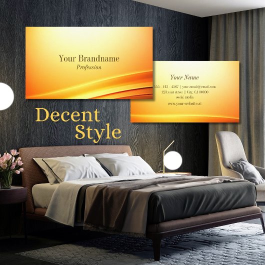 高貴な輝くオレンジ色の曲線の装飾感動的 名刺