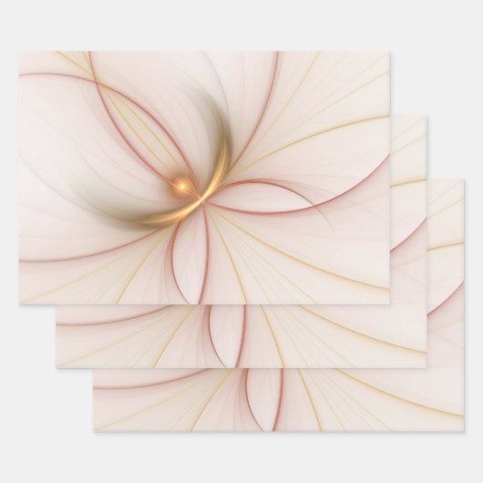 高貴な銅及び金ゴールド抽象芸術モダンフラクタルアート ラッピングペーパーシート (セット)