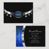 高貴な黒と銀のアミュレットブルーグリーン大理石 名刺 (正面/裏面)