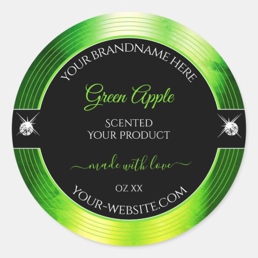 高貴な黒の丸緑のブリリアントプロダクトラベル ラウンドシール (正面)