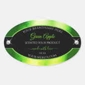 高貴な黒の丸緑のブリリアントプロダクトラベル 楕円形シール (正面)