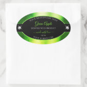 高貴な黒の丸緑のブリリアントプロダクトラベル 楕円形シール (バッグ)