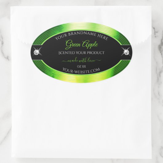 高貴な黒の丸緑のブリリアントプロダクトラベル 楕円形シール (バッグ)