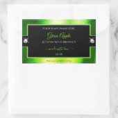 高貴な黒の丸緑のブリリアントプロダクトラベル 長方形シール (バッグ)