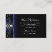 高貴な黒の青の白い四角い宝石の装飾品 名刺 (裏面)