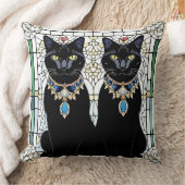 高貴な黒猫のジュエリー クッション (ブランケット)