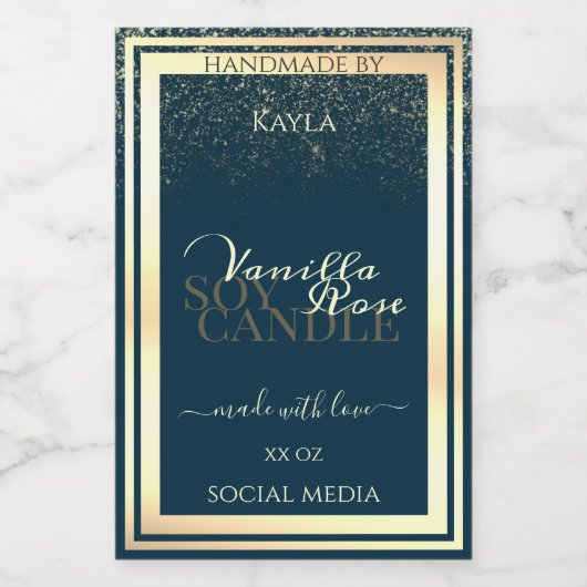 高貴ダークブルー製品包装ラベル金ゴールド枠 フードラベル (シングルラベル)